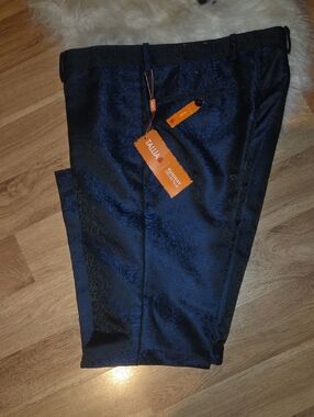 TALLIA NWT Navy Blue Men's Dress Pants with Subtle Jacquard Texture